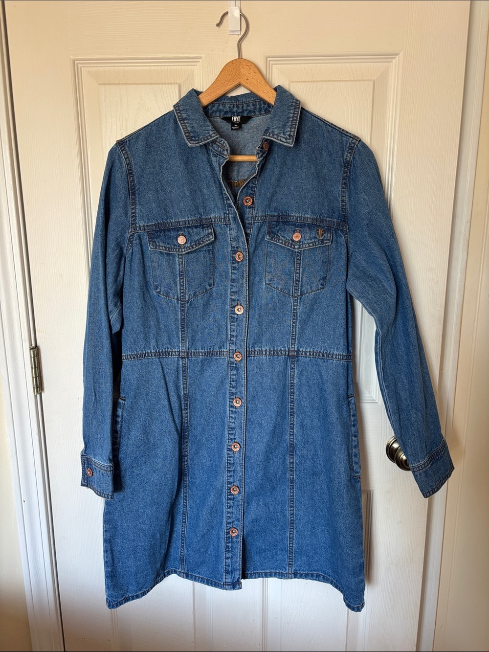 Frye Blue Denim Long Sleeve Shirt Dress